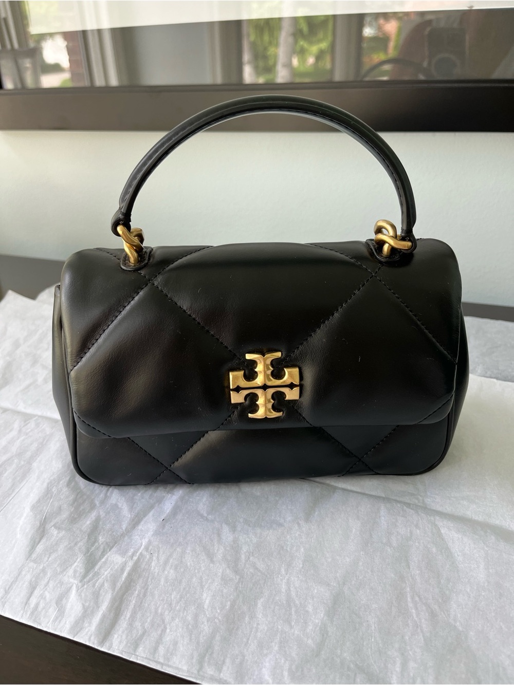 Tory Burch Black Quilted Leather Top-Handle Satchel with Gold Hardware - Picture 5 of 14